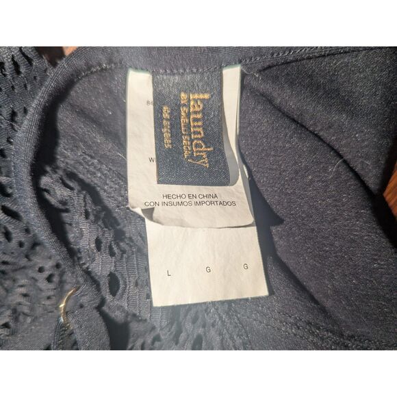 Laundry by Shelli Segal Black Crochet Lace Up Back One Piece - Picture 3 of 4